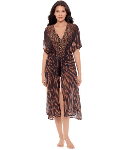 MIRACLESUIT WOMEN'S RAYA DE SAFARI BEADED KIMONO COVER-UP
