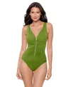 Miraclesuit ® Razzle Dazzle Zip-up One-piece Swimsuit In Green