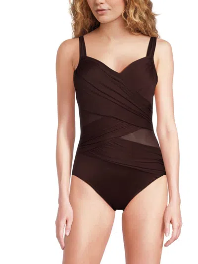 Miraclesuit Women's Ruched Mesh-panel One-piece Swimsuit