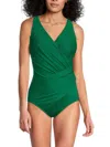 Miraclesuit Women's Ruched Wrap One-piece Swimsuit In Green
