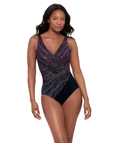 Miraclesuit Women's Tummy Control V-neck One-piece Swimsuit In Multi