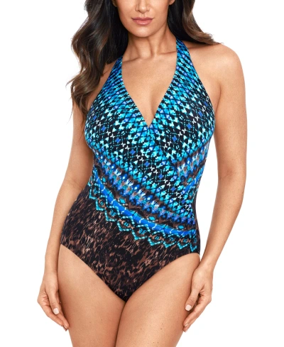 Miraclesuit Women's Untamed Wrapsody Tummy-control One-piece Swimsuit In Brown Multi
