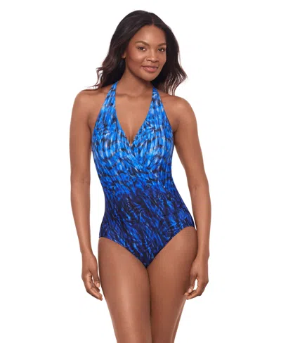 Miraclesuit Women's Wrapsody Tummy Control One-piece Swimsuit In Blue