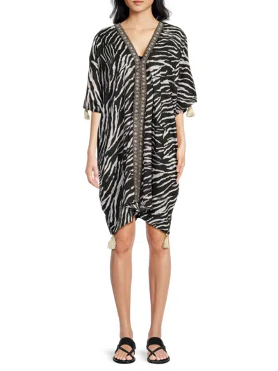 Miraclesuit Women's Zebra-print Caftan Cover-up
