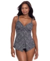 Miraclesuit Selenite Love Knot Underwire Tankini Top In Black,white