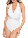 MIRACLESUIT WRAPTURE WOMENS ILLUSION HALTER ONE-PIECE SWIMSUIT