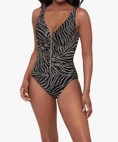 Miraclesuit Zip Front One Piece Swimsuit In Zirconic In Multi