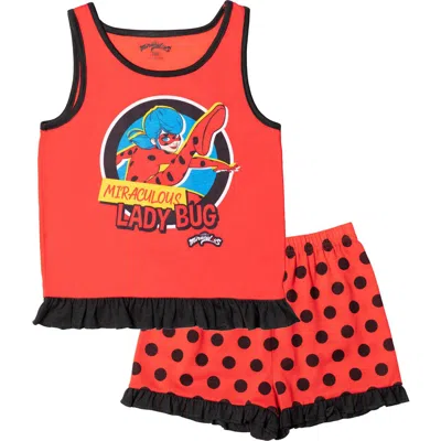 Miraculous Kids'  Ladybug Sleeveless Pajama Shirt And Shorts Set