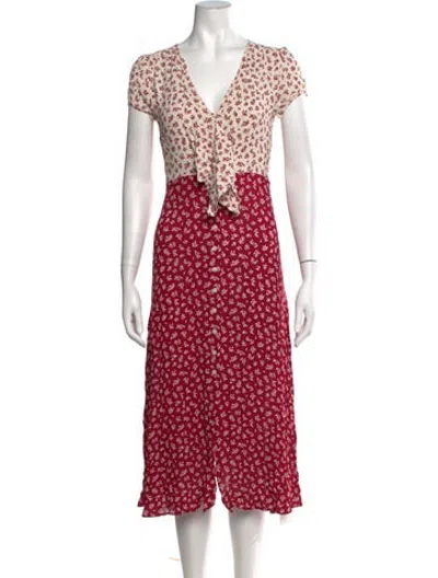 Pre-owned Mirae Floral Print Long Dress In Neutrals
