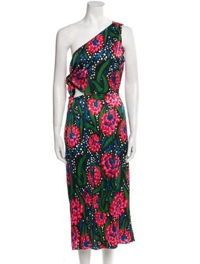 Pre-owned Mirae Floral Print Midi Length Dress In Multi