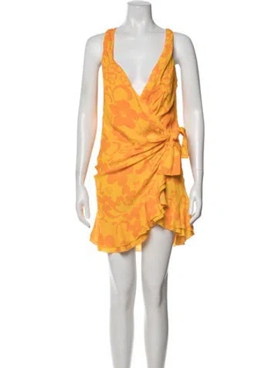 Pre-owned Mirae Floral Print Mini Dress In Orange