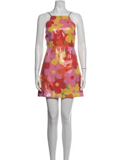 Pre-owned Mirae Floral Print Mini Dress In Pink