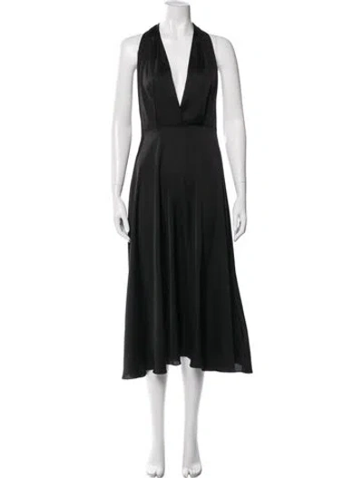 Pre-owned Mirae Halterneck Midi Length Dress In Black