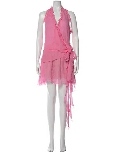 Pre-owned Mirae Halterneck Mini Dress In Pink