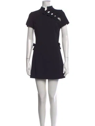 Pre-owned Mirae Mock Neck Mini Dress In Black