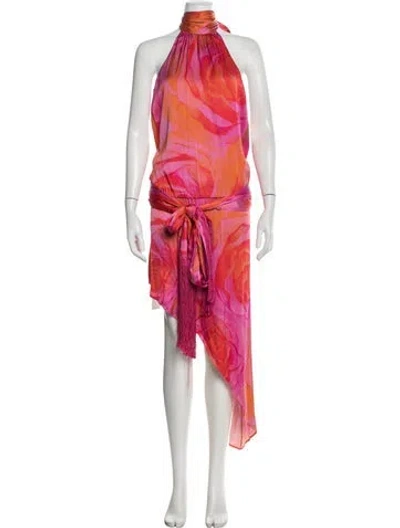 Pre-owned Mirae Printed Long Dress In Pink