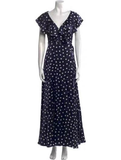 Pre-owned Mirae Silk Long Dress W/ Tags In Blue