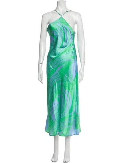 Pre-owned Mirae Silk Midi Length Dress In Blue