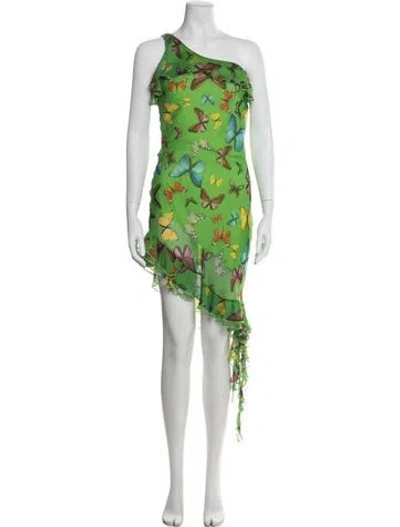 Pre-owned Mirae Silk Mini Dress In Green