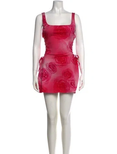 Pre-owned Mirae Square Neckline Mini Dress In Pink