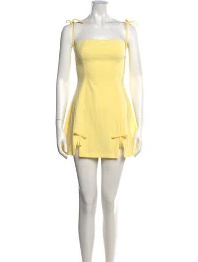 Pre-owned Mirae Square Neckline Mini Dress In Yellow