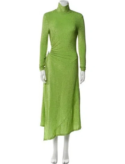 Pre-owned Mirae Turtleneck Long Dress In Green
