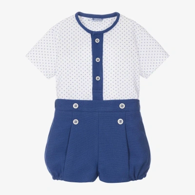 Miranda Baby Boys White & Blue Shorts Set