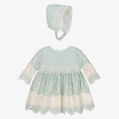 Miranda Baby Girls Green Cotton & Lace Dress Set