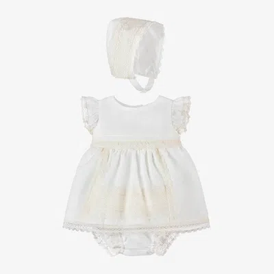 Miranda Baby Girls Ivory Plumeti Dress Set