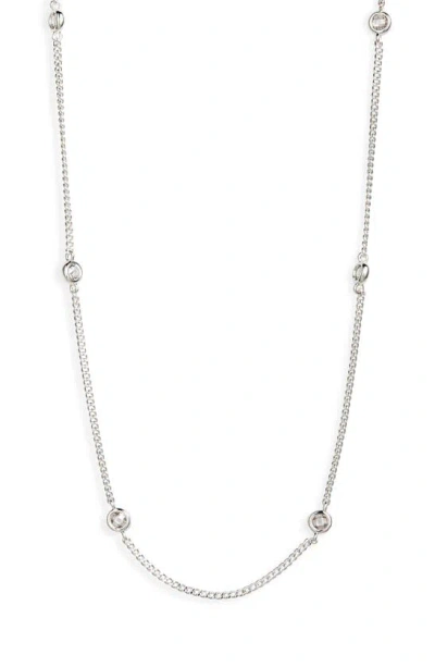Miranda Frye Amy Cubic Zirconia Station Chain Necklace In Silver