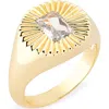 Miranda Frye Ember Cubic Zirconia Sunburst Signet Ring In Gold
