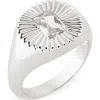 Miranda Frye Ember Cubic Zirconia Sunburst Signet Ring In Silver