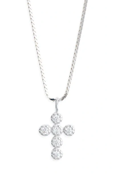 Miranda Frye Eternal Cubic Zirconia Cross Pendant Necklace In Metallic