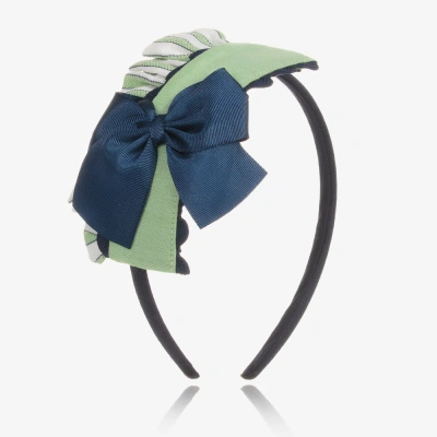 Miranda Kids' Girls Green & Blue Hairband In Brown