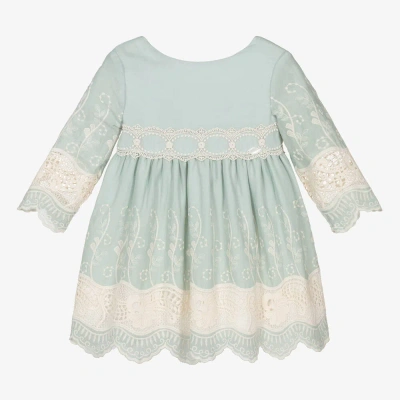 Miranda Kids' Girls Green Cotton & Lace Dress