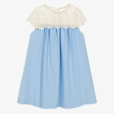 Miranda Kids' Girls Pale Blue Crêpe & Lace Dress