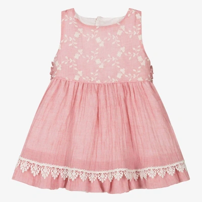 Miranda Kids' Girls Pink Embroidered Dress