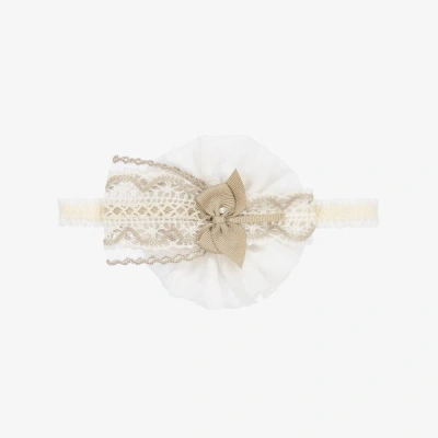 Miranda Babies' Girls White & Beige Rosette Headband