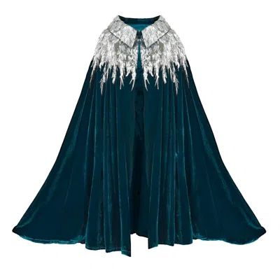 Mirayama Blue / Silver The Silver Sequin Feather Mens Cape In Green