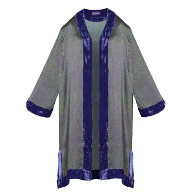 Mirayama Green / Pink / Purple The Mazestroom Mens Pattern Silk And Silk Velvet Kimono In Gray