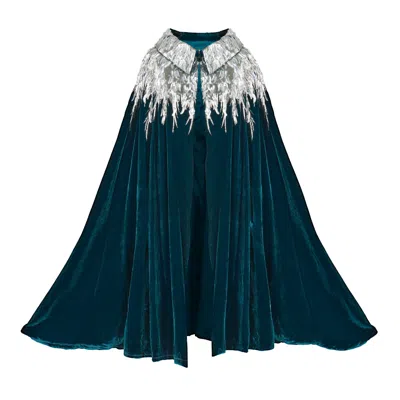 Mirayama Women's Blue / Silver The Silver Sequin Feather Cape