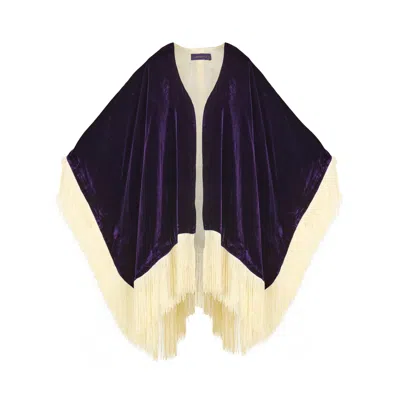 Mirayama Women's Pink / Purple / White The Gatsby Poncho In Silk Velvet With Tassels/fringes