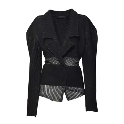 MIRCO GIOVANNINI SLEEK STRUCTURED BLACK JACKET WITH FRONT CLOSURE AND LONG SLEEVES
