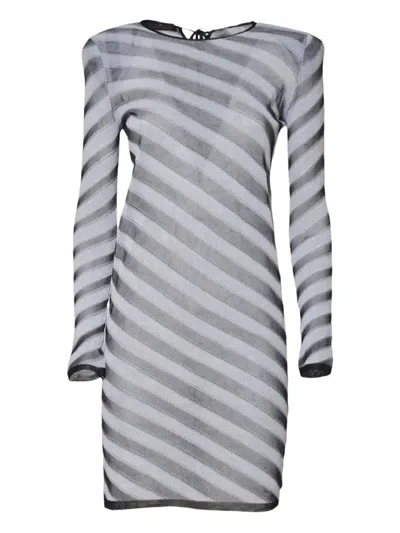 Mirco Giovannini Striped Long-sleeved Dress