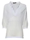 Mirco Giovannini V-neck Textured Blouse In White