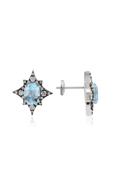 Mirel Fine Jewelry 18k White Gold The Major Star Of Nyx Earrings (sky Blue Topaz)