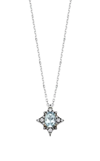 Mirel Fine Jewelry 18k White Gold The Star Of Nyx Pendant (sky Blue Topaz)