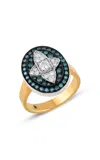 Mirel Fine Jewelry 18k Yellow & White Gold The Blue Diamond Star-crossed Ring