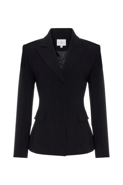 Mirel Prentice Metallic Thread Pinstripe Blazer In Black