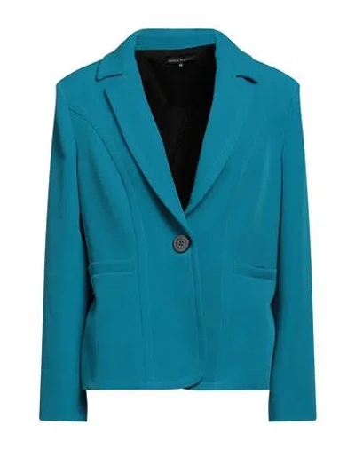 Mirella Matteini Woman Blazer Turquoise Size 8 Polyester, Elastane In Blue